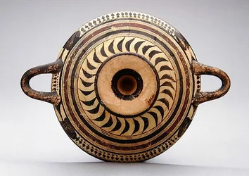 Taça kylix laconiana representando Zeus e Hermes, c.550-530 aC (argila)